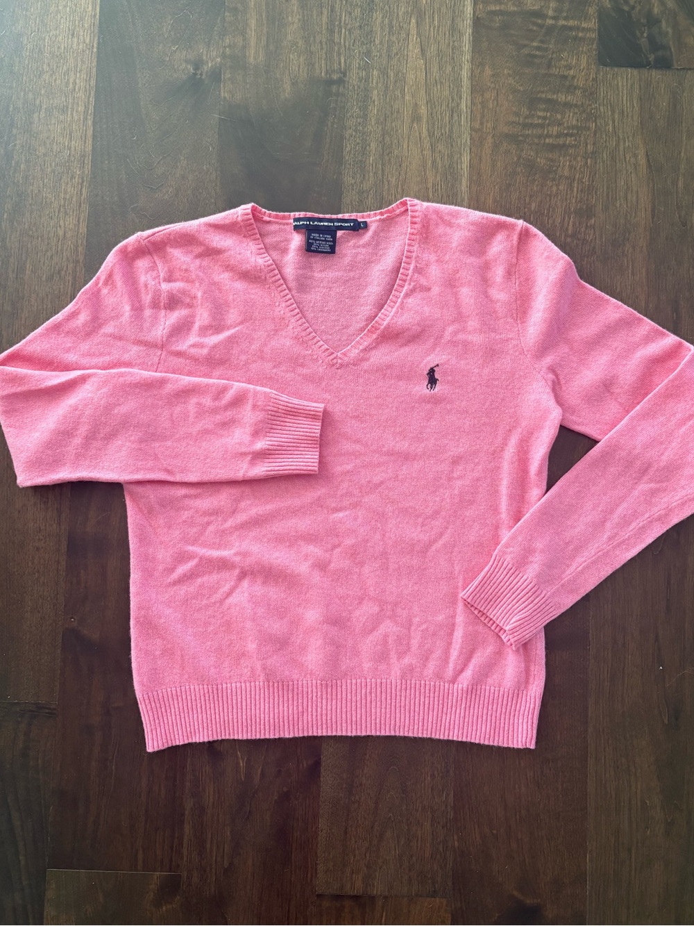 Ralph Lauren Cashmere Blend Pink V-Neck Sweater